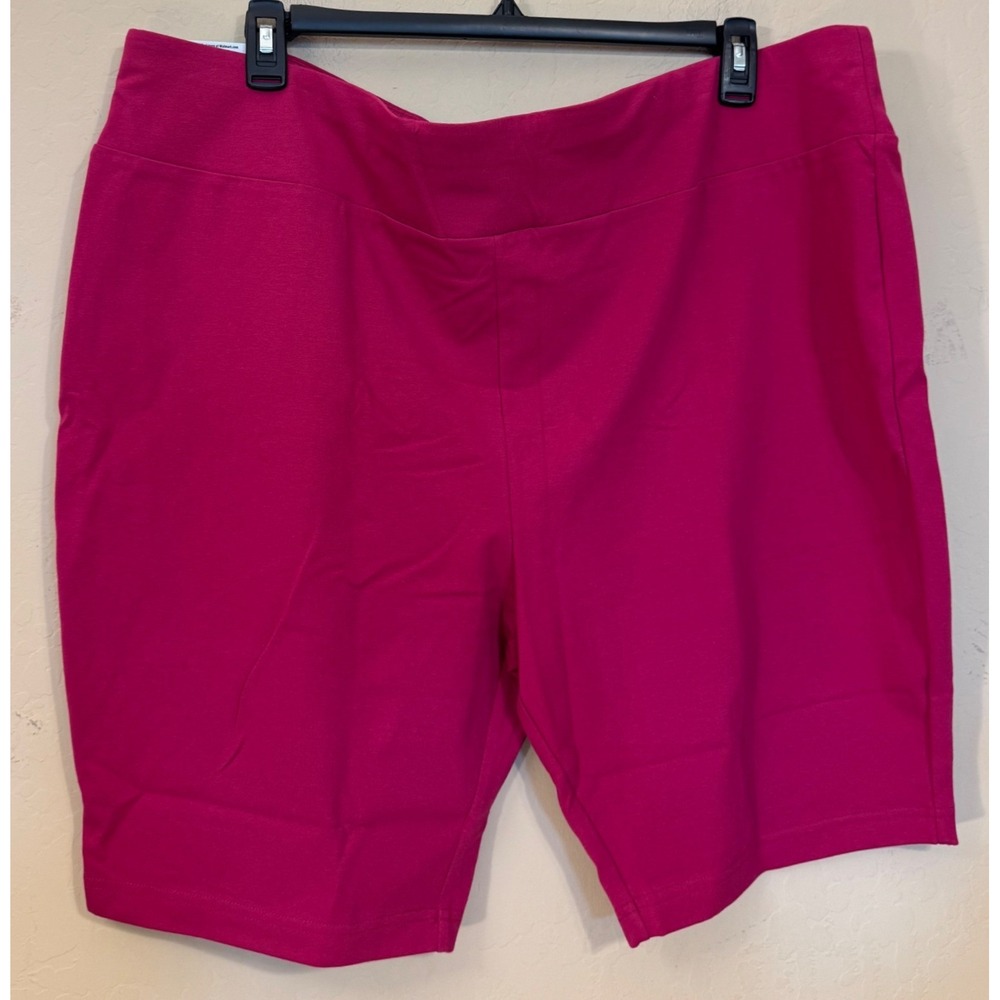 Terra & Sky Bike Shorts Women 4X Pink High Rise 9" Inseam Cotton Stretch NEW